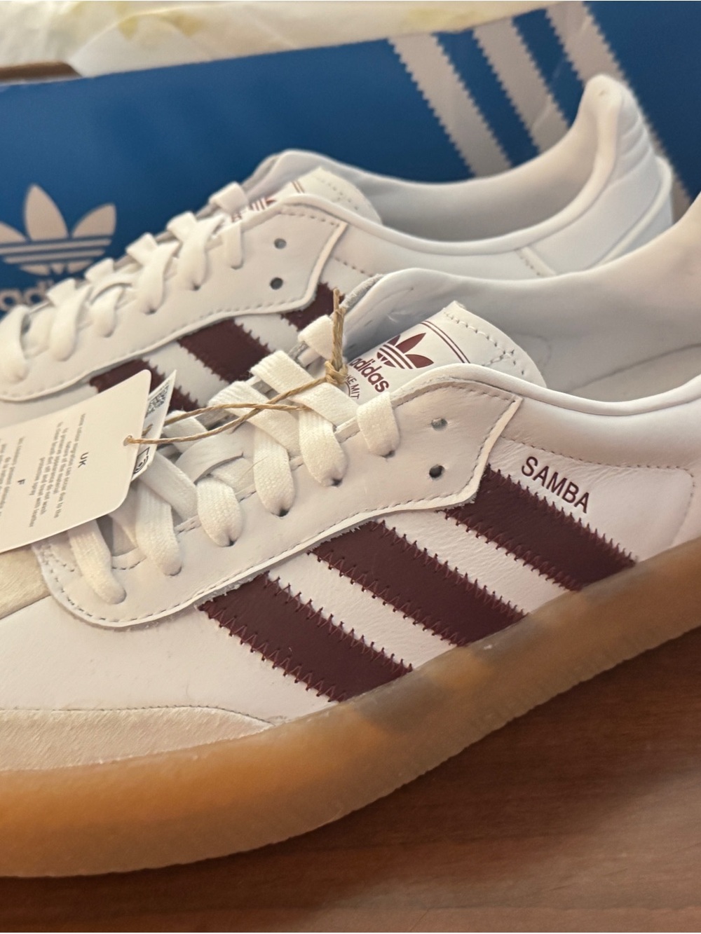 Adidas Samba OG Womens 8.5 White Burgundy Gum Sole Sneakers NWT Classic Trend - Picture 6 of 10